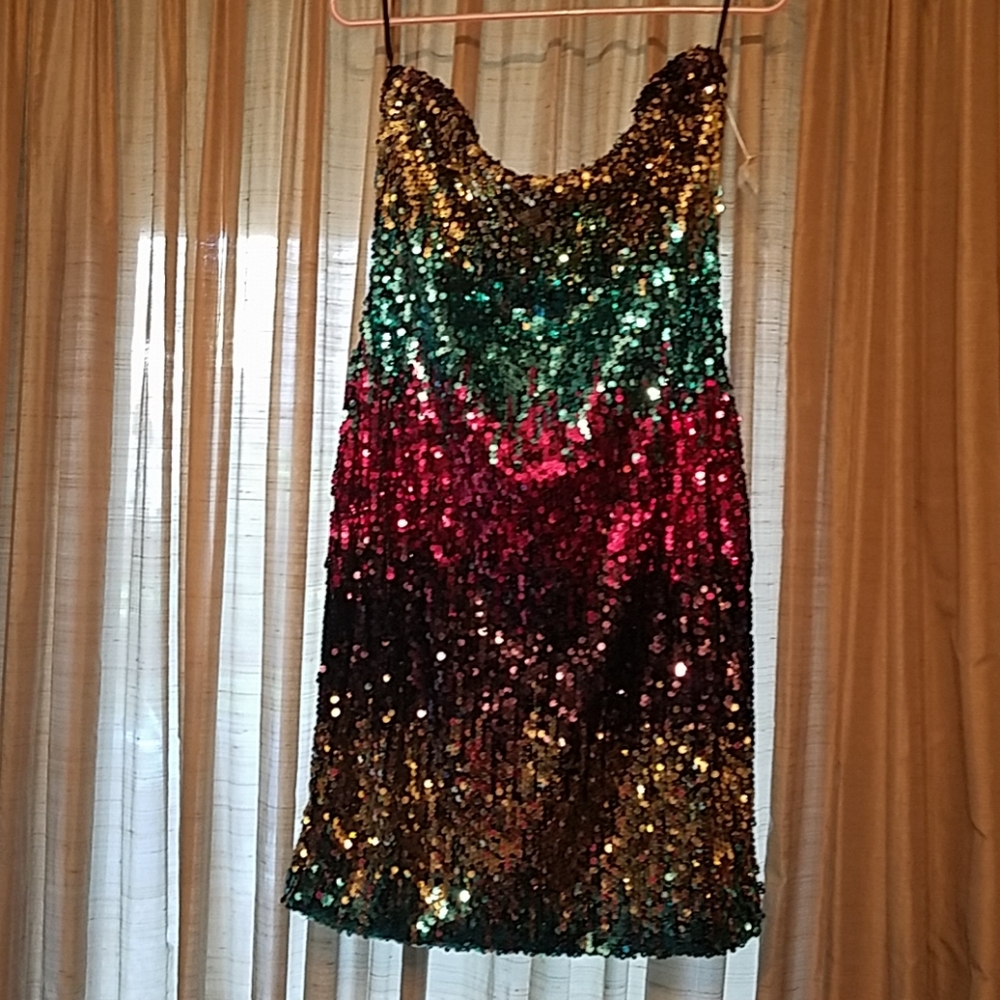 Strapless sequin dress